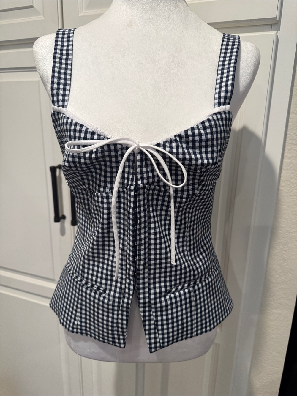 NWOT Gingham Tie-Front Women's Tank Top